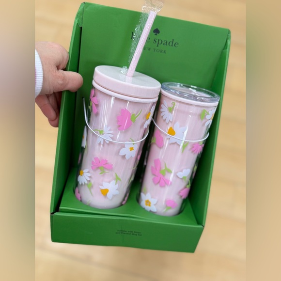 kate spade Other - Kate Spade Pink Floral Travel Tumblers